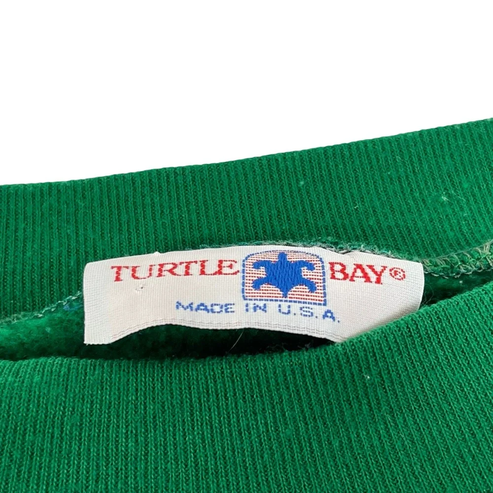 Vintage Painted Christmas Sweatshirt Sz L Turtle Bay Sweater Green Winter Wreath
